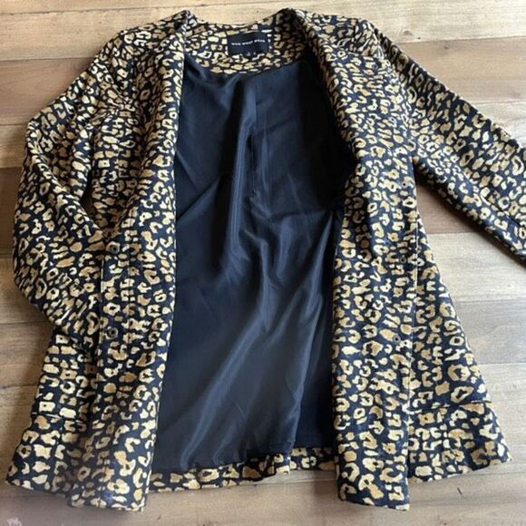 Who What Were leopard all over print long blazer jacket women's S - Picture 4 of 7